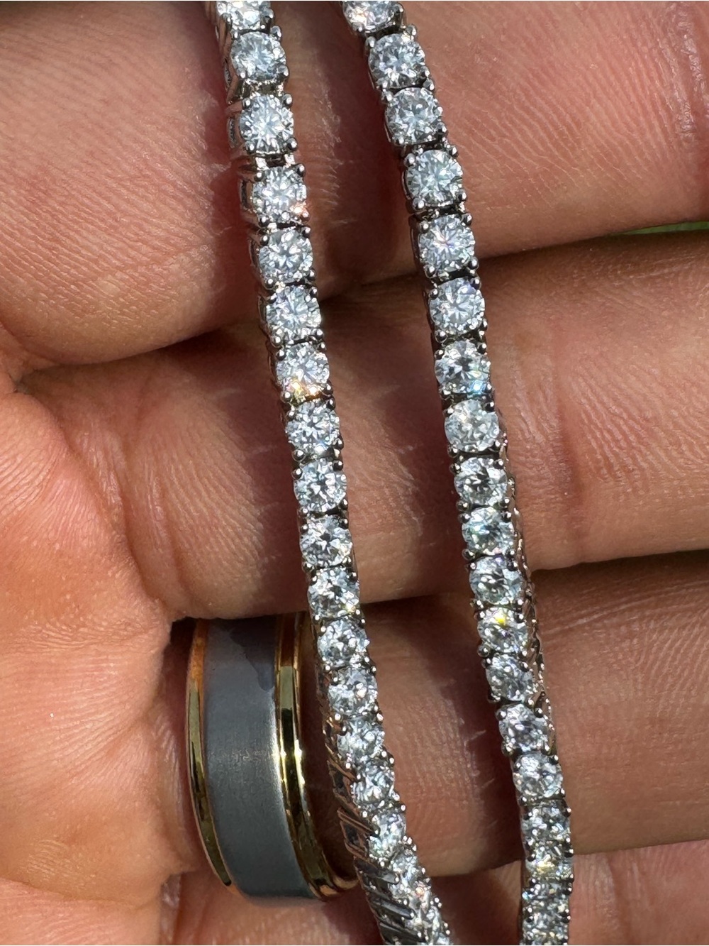 Elegant White Diamond Tennis Bracelet in Silver Tone